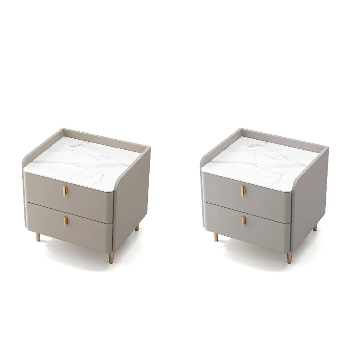 Wood Leather Short Height Two-Drawer Nightstand for Kid Image - 12