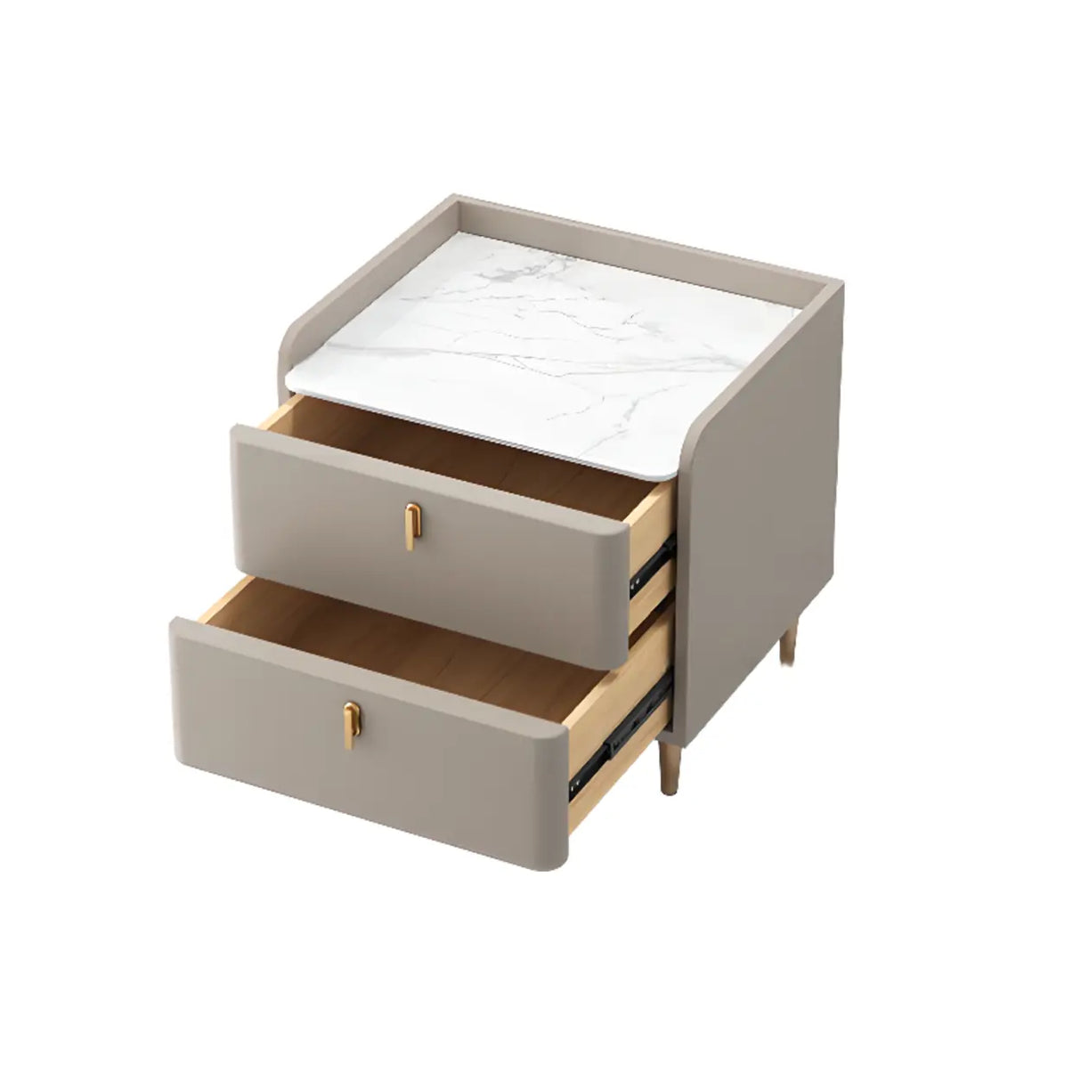 Wood Leather Short Height Two-Drawer Nightstand for Kid Image - 22