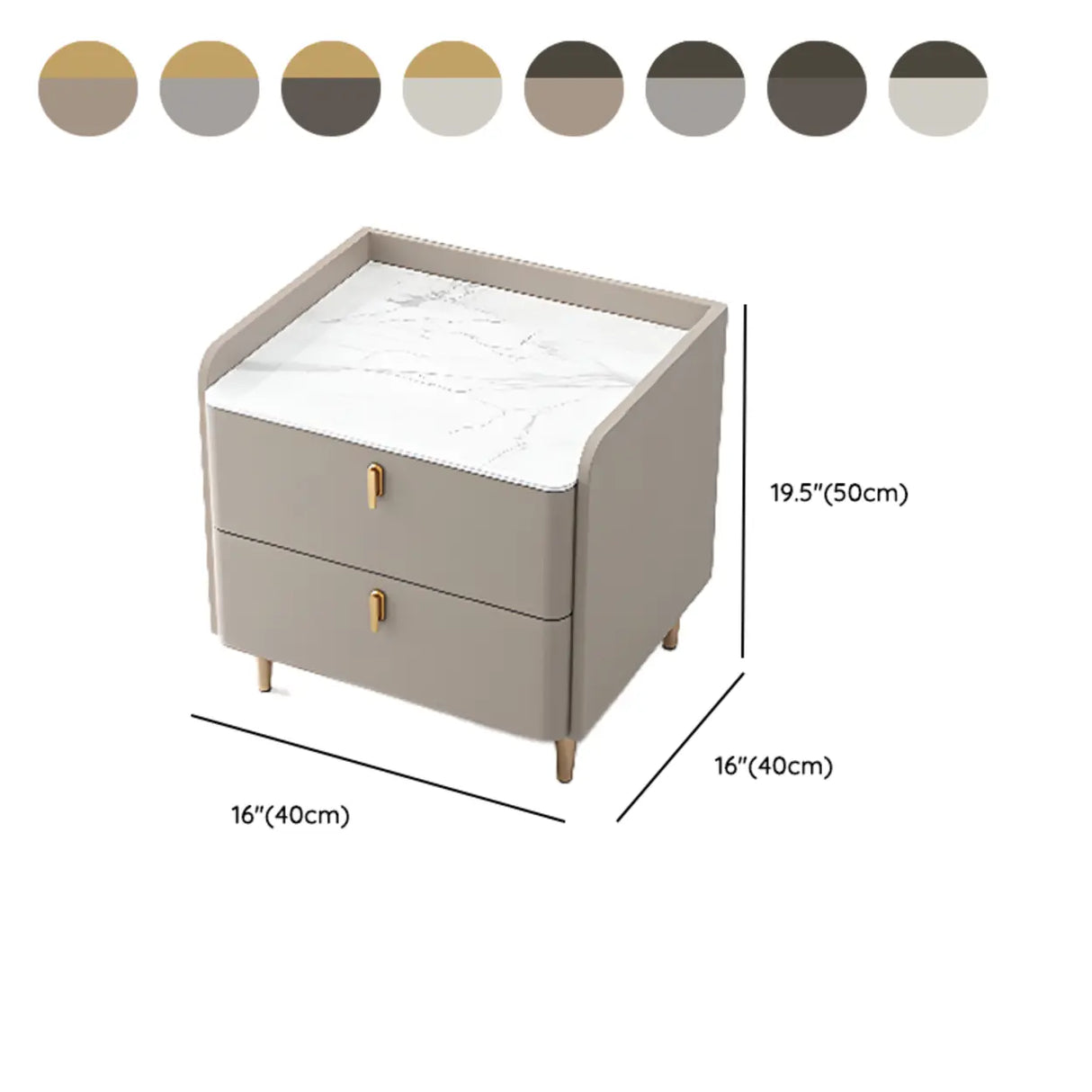 Wood Leather Short Height Two-Drawer Nightstand for Kid 