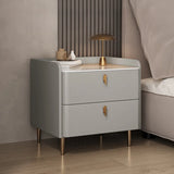 Wood Leather Short Height Two-Drawer Nightstand for Kid Image - 4