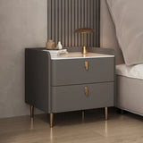 Wood Leather Short Height Two-Drawer Nightstand for Kid Image - 5