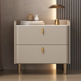 Wood Leather Short Height Two-Drawer Nightstand for Kid Image - 6