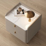 Wood Leather Short Height Two-Drawer Nightstand for Kid Image - 7
