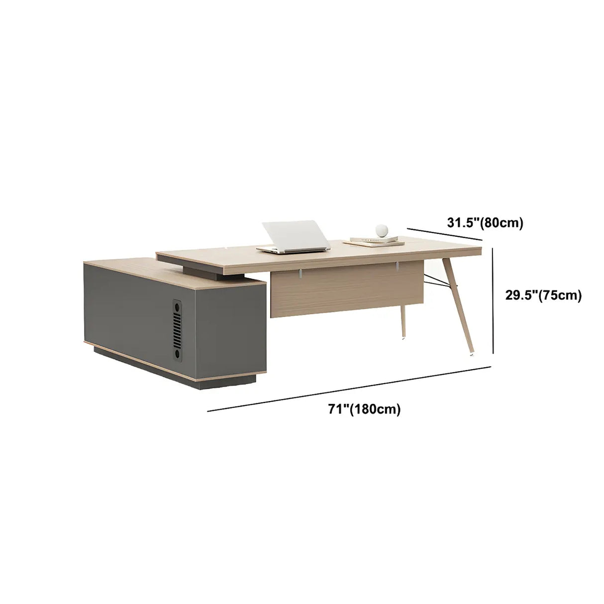 Wood Long L-Shape Reception Desk with Locking Cabinets Image - 15