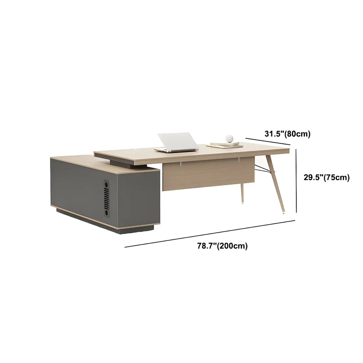 Wood Long L-Shape Reception Desk with Locking Cabinets Image - 16