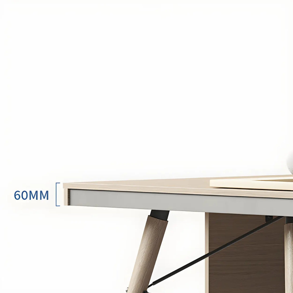 Wood Long L-Shape Reception Desk with Locking Cabinets Image - 7