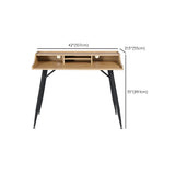 Wood Natural Finish Monitor Stand H-Shape Writing Desk #size