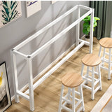Wood Natural Tall Storage Bar Table Set with Footrest Image - 3