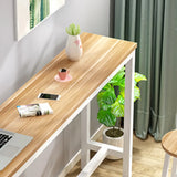 Wood Natural Tall Storage Bar Table Set with Footrest Image - 4