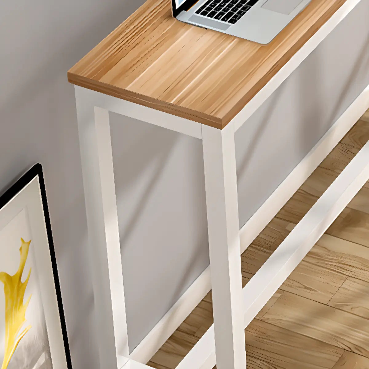 Wood Natural Tall Storage Bar Table Set with Footrest Image - 6