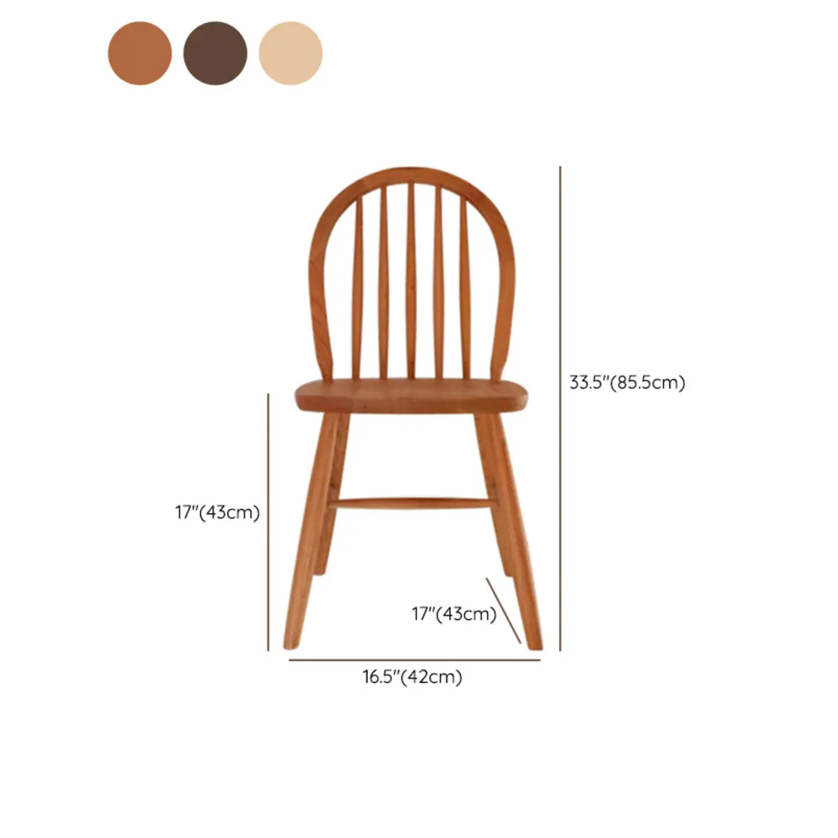 Wood Open Arch Spindle Back Armless Dining Chair Cherry 