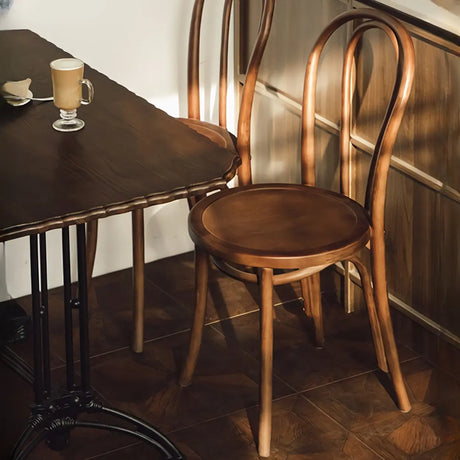Wood Open Spindle Back Dining Chairs Walnut Finish Image - 1