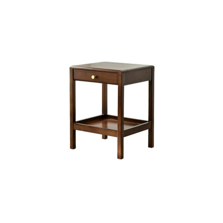 Wood Open Storage and Back Nightstand with Shelf Image - 2
