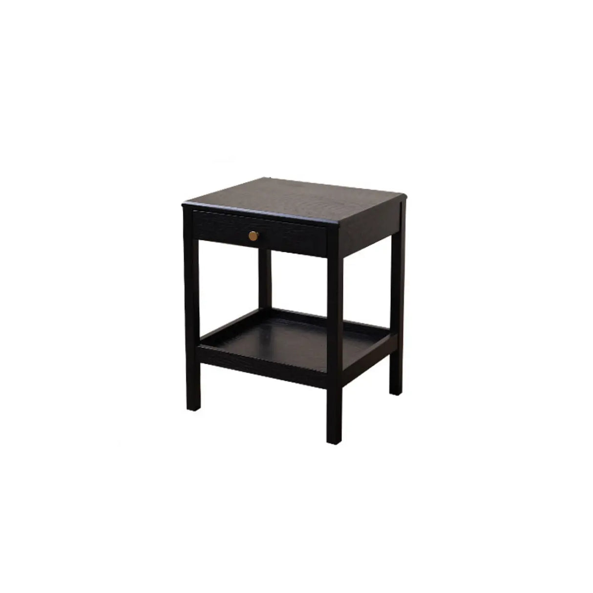 Wood Open Storage and Back Nightstand with Shelf Image - 3