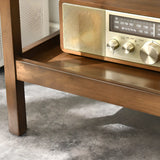 Wood Open Storage and Back Nightstand with Shelf Image - 8