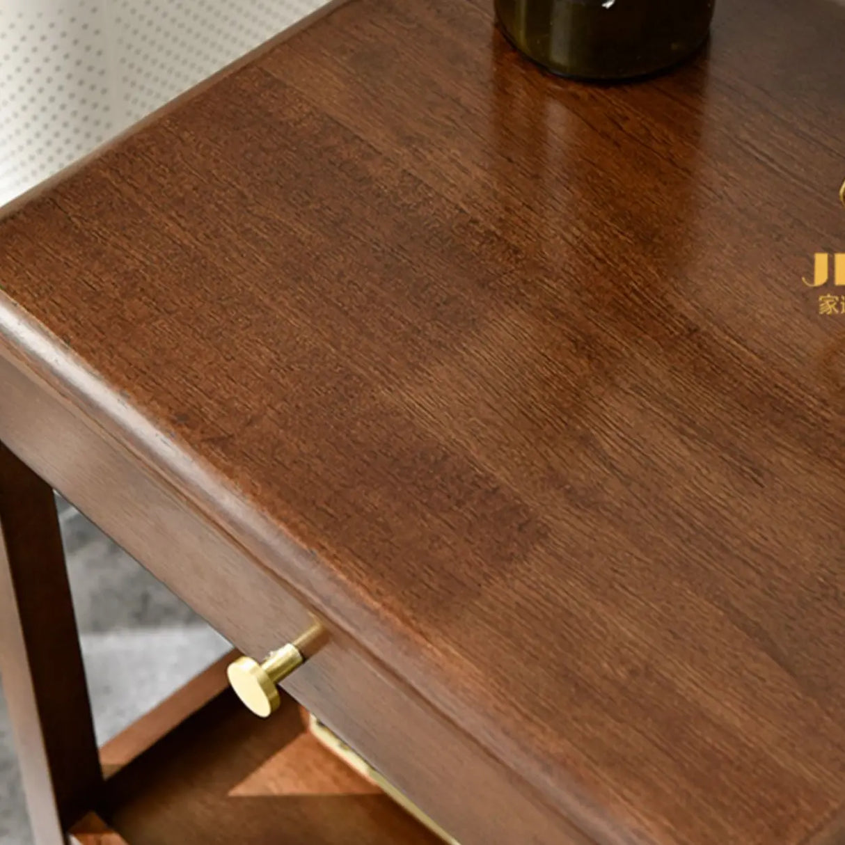 Wood Open Storage and Back Nightstand with Shelf Image - 9