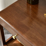 Wood Open Storage and Back Nightstand with Shelf Image - 9