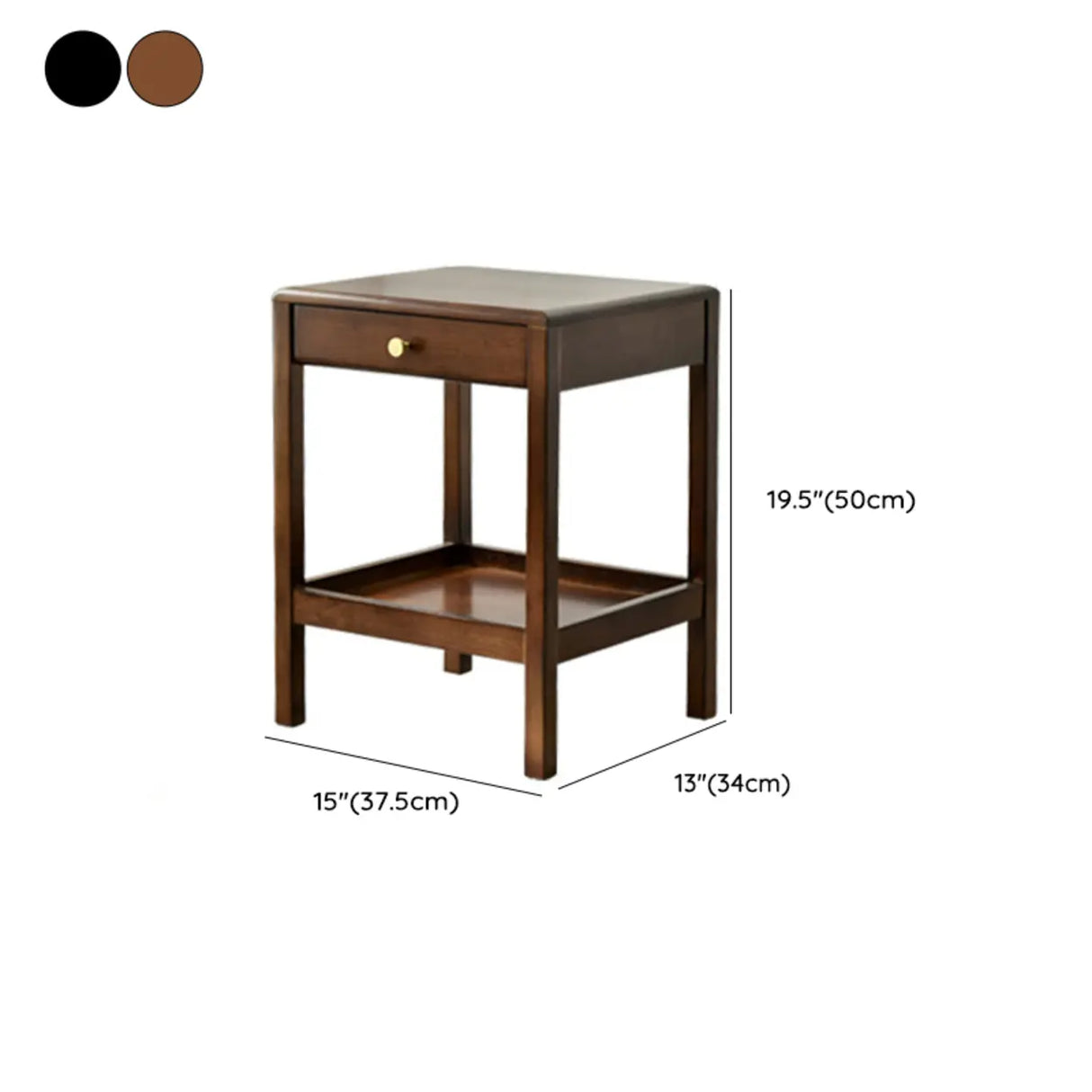Wood Open Storage and Back Nightstand with Shelf 