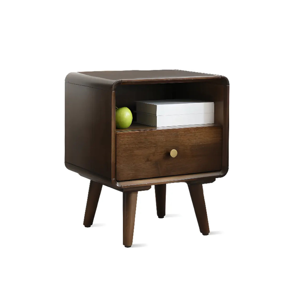 Wood Open Storage Narrow Kids Nightstand with Drawers Image - 12