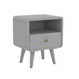 Wood Open Storage Narrow Kids Nightstand with Drawers Image - 13