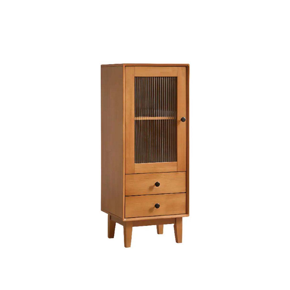 Wood Open Storage Narrow Kids Nightstand with Drawers Image - 15