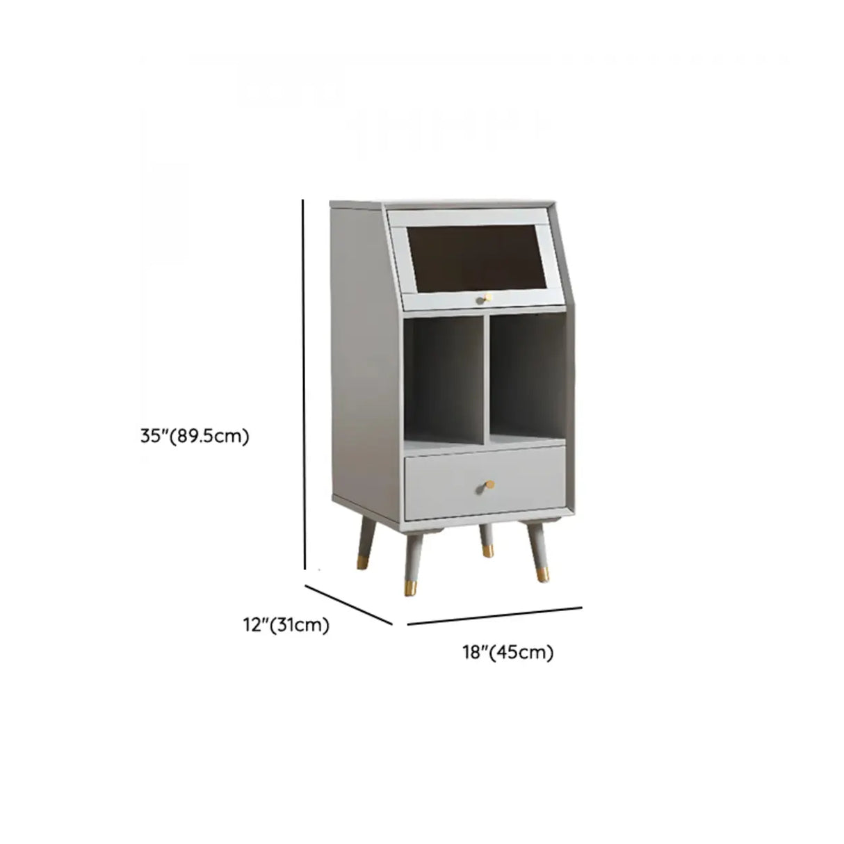 Wood Open Storage Narrow Kids Nightstand with Drawers Image - 20