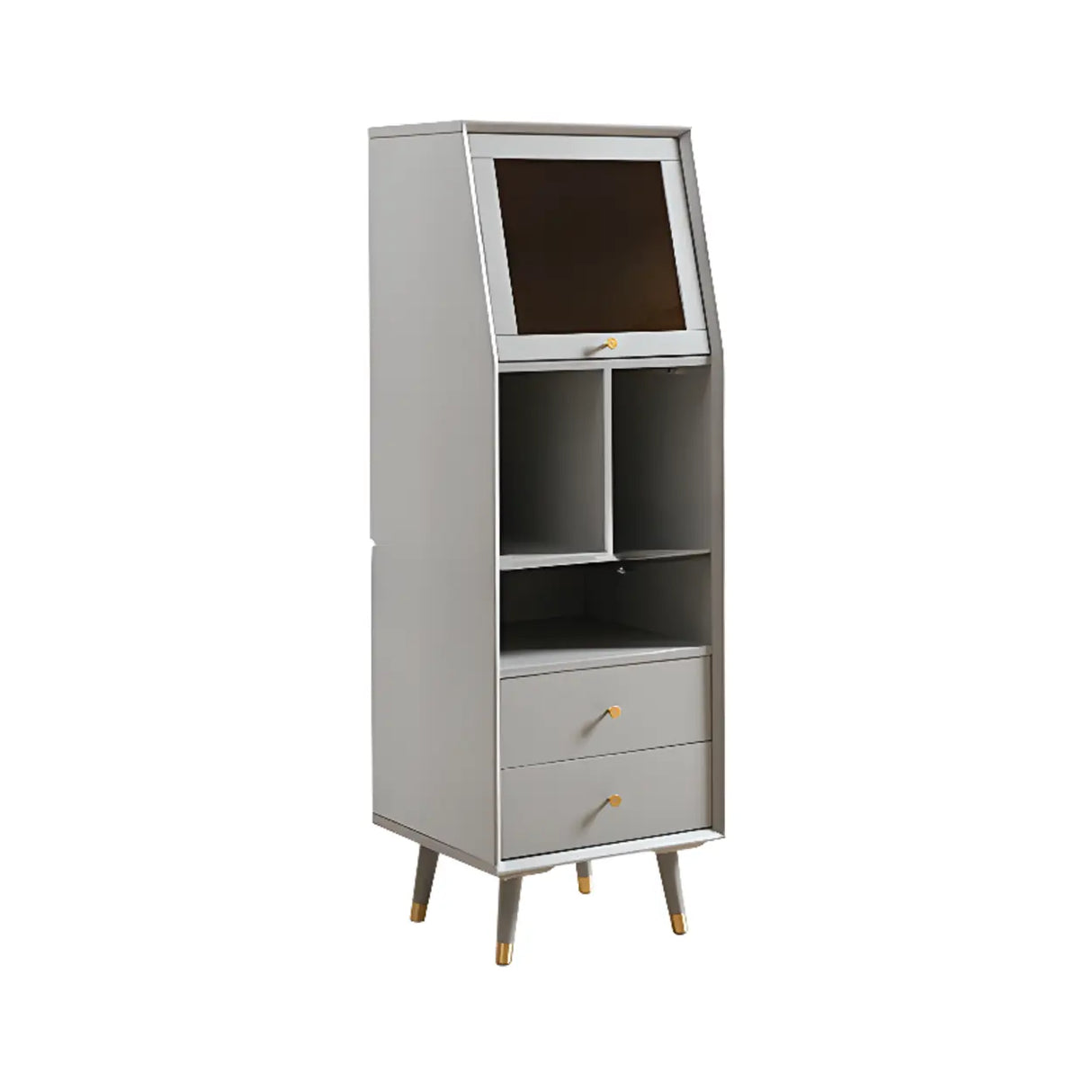 Wood Open Storage Narrow Kids Nightstand with Drawers Image - 2