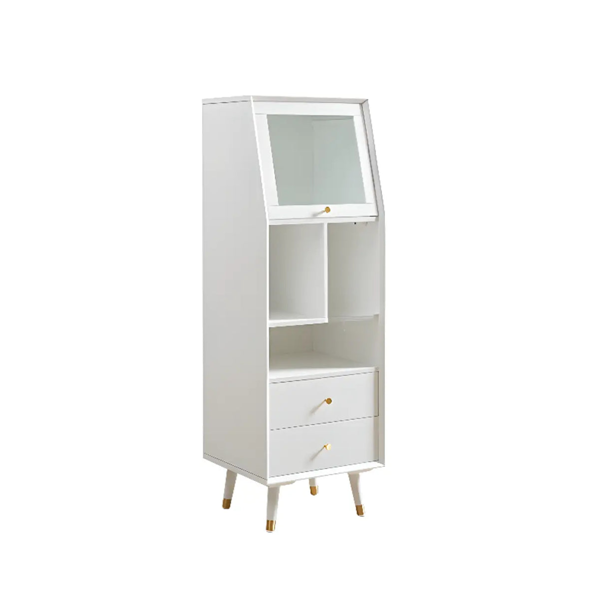 Wood Open Storage Narrow Kids Nightstand with Drawers Image - 3