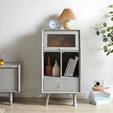 Wood Open Storage Narrow Kids Nightstand with Drawers Image - 5