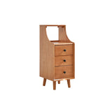 Wood Open Storage Narrow Kids Nightstand with Drawers Image - 9