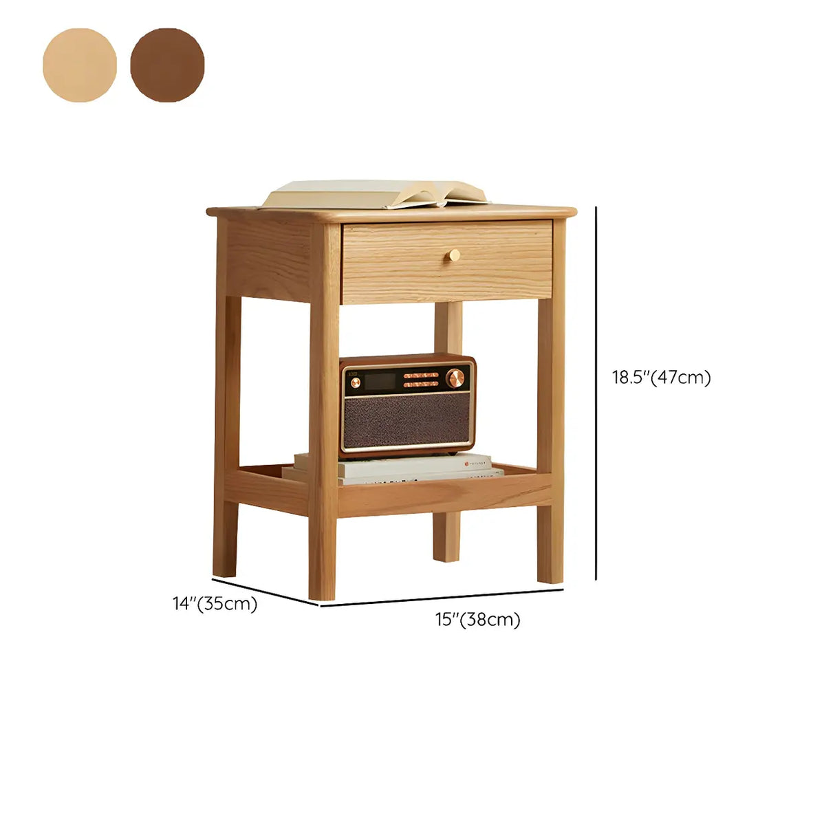 Wood Open Storage Open Back Kids Nightstand 