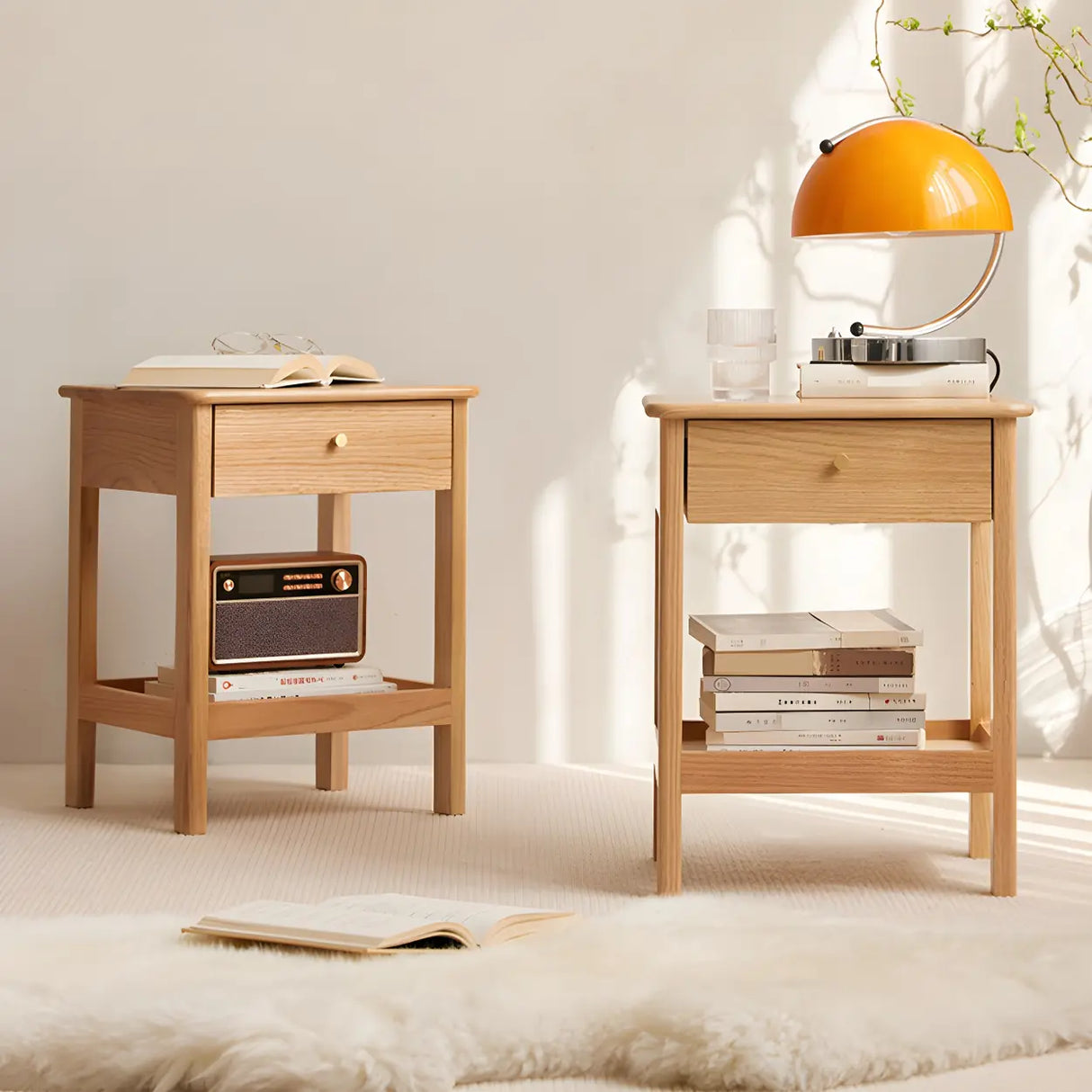 Wood Open Storage Open Back Kids Nightstand Image - 7