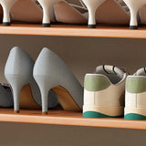 Wood Open Storage Vertical Freestanding Brown Shoe Rack Image - 14