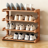 Wood Open Storage Vertical Freestanding Brown Shoe Rack Image - 24