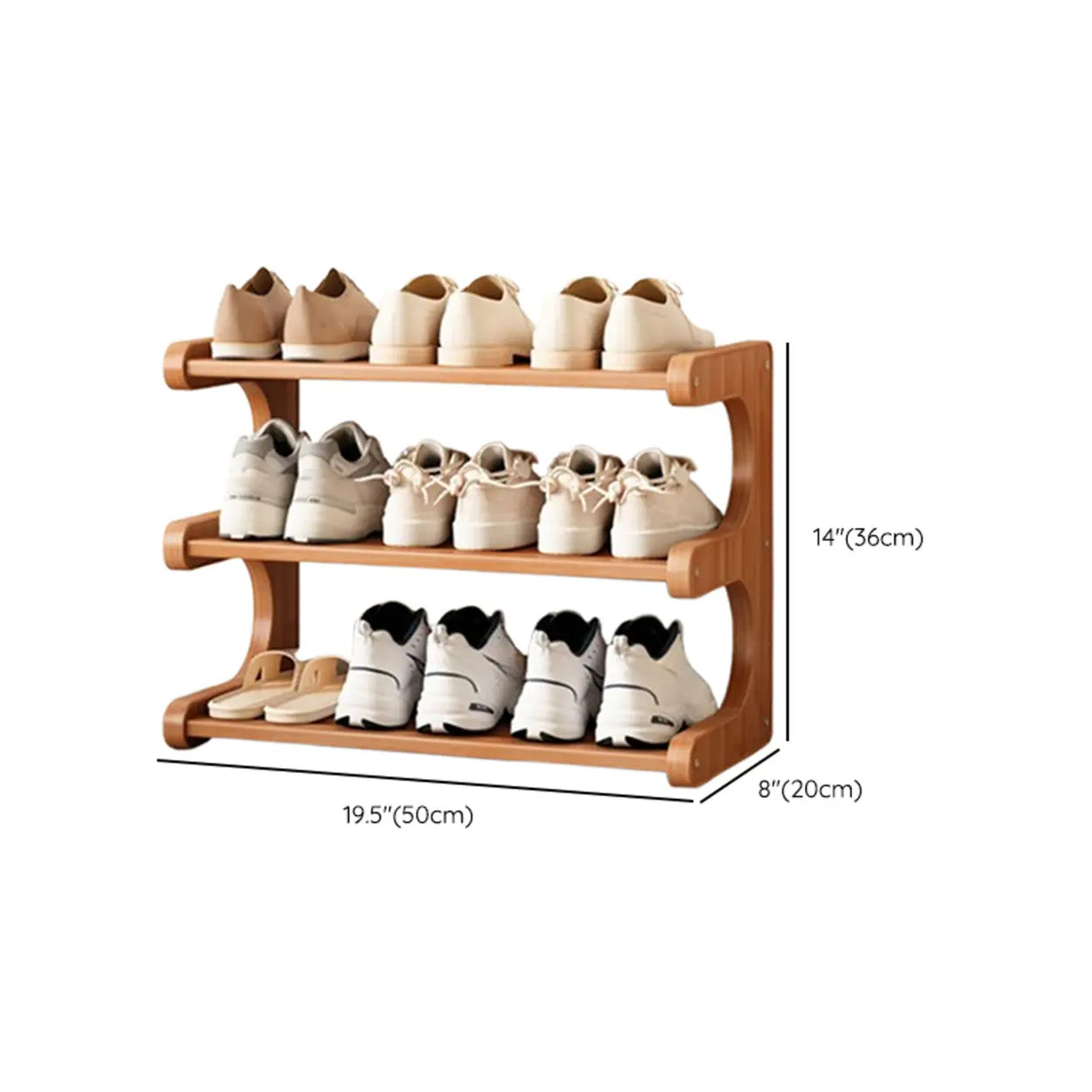 Wood Open Storage Vertical Freestanding Brown Shoe Rack 