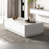 Wood Rectangle Block Base Coffee Table with Storage Image - 10