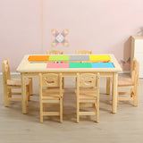 Wood Rectangle Storage Activity Table Chair Set Natural Image - 4