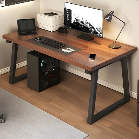 Wood Rectangular Metal Sled Standard Width Writing Desk Image - 1