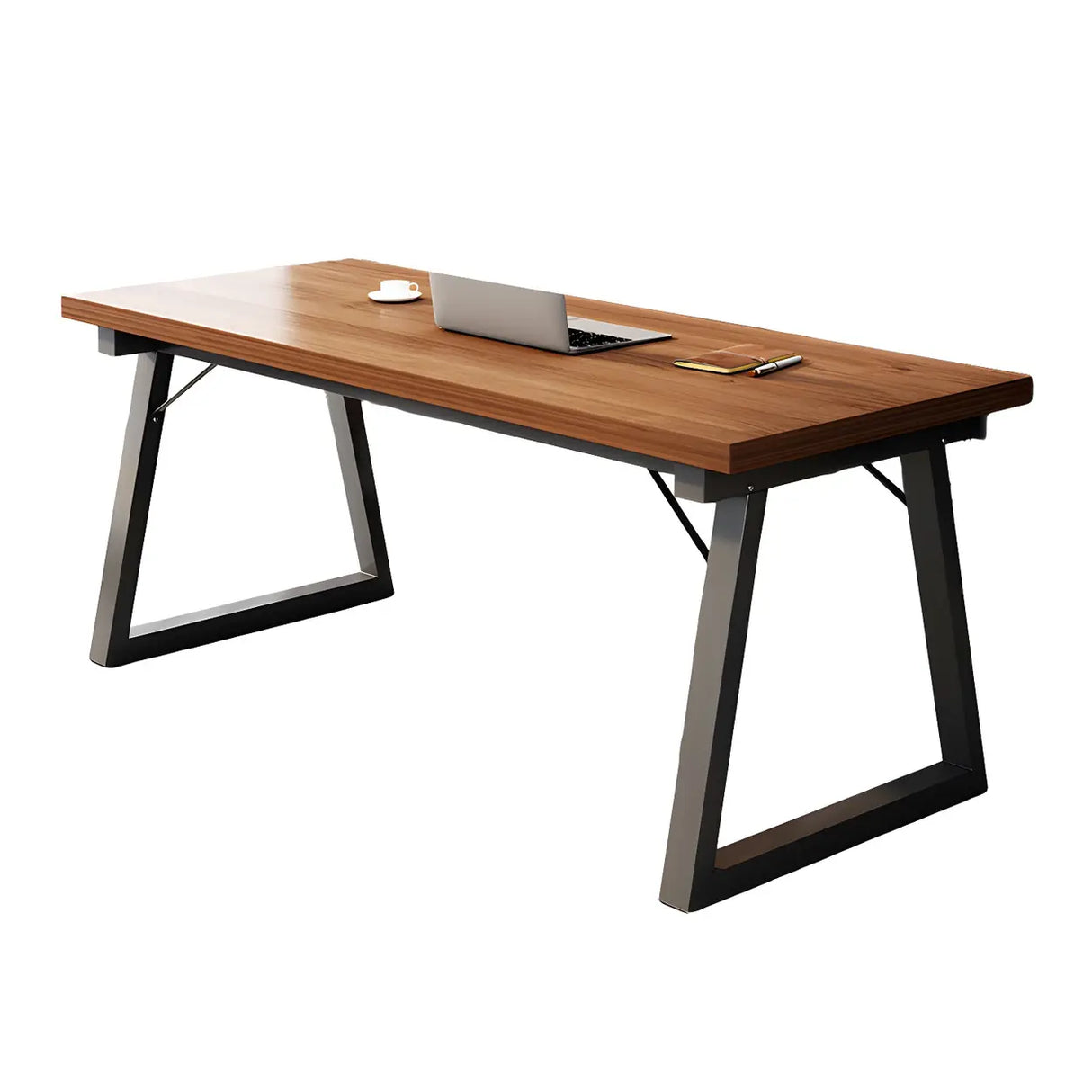 Wood Rectangular Metal Sled Standard Width Writing Desk Image - 10