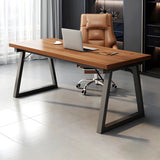 Wood Rectangular Metal Sled Standard Width Writing Desk Image - 11