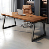 Wood Rectangular Metal Sled Standard Width Writing Desk Image - 16