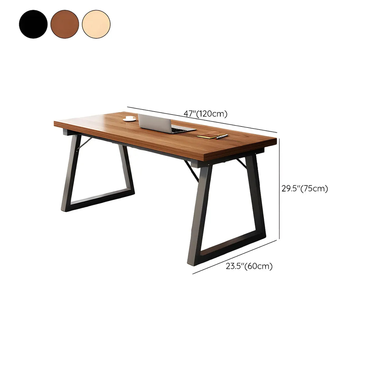 Wood Rectangular Metal Sled Standard Width Writing Desk 