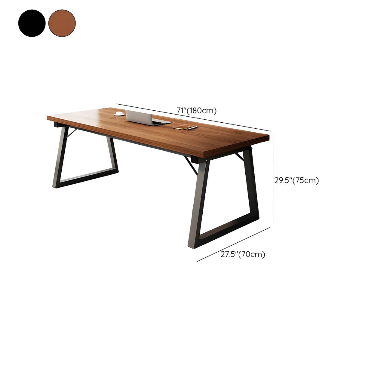 Wood Rectangular Metal Sled Standard Width Writing Desk Image - 21