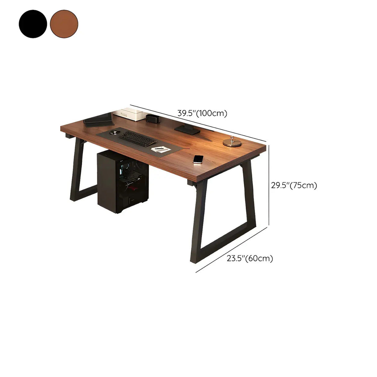 Wood Rectangular Metal Sled Standard Width Writing Desk Image - 22