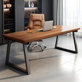 Wood Rectangular Metal Sled Standard Width Writing Desk Image - 4