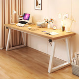 Wood Rectangular Metal Sled Standard Width Writing Desk Image - 6