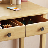 Wood Rectangular Natural Storage Mirror Kids Vanity Image - 12