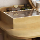 Wood Rectangular Natural Storage Mirror Kids Vanity Image - 14
