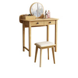 Wood Rectangular Natural Storage Mirror Kids Vanity Image - 2