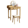 Wood Rectangular Natural Storage Mirror Kids Vanity Image - 2